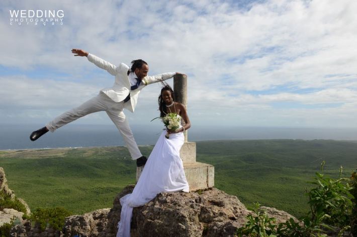 Mynalba Carolina and Lawrence Irons just after tying the knot.