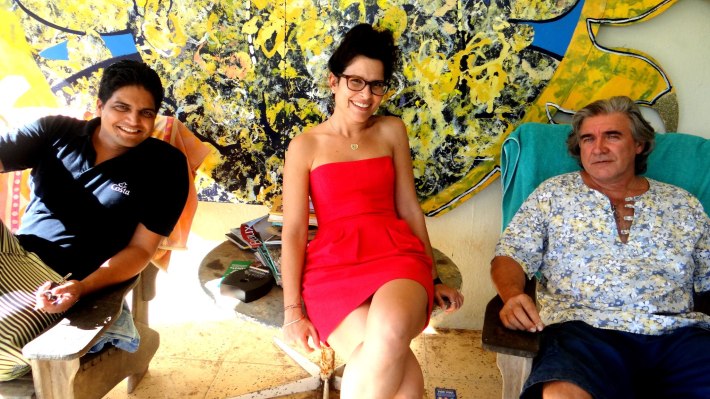 Philippe (father) and Giovani (son) Zanolino and I at their home-studio-gallery in Banda Bou.