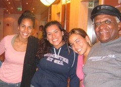 Lysa with Archbishop Desmond Tutu on Semester at Sea.
